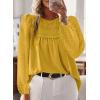 imageWomens Fall Tops Crewneck Long Sleeve Shirts Casual Chiffon Blouses Flowy Lace Hem Boho Clothing Trendy 2025Yellow