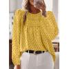 imageWomens Fall Tops Crewneck Long Sleeve Shirts Casual Chiffon Blouses Flowy Lace Hem Boho Clothing Trendy 2025Yellowblack Dots