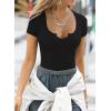imageWomens Going Out ShortLong Sleeve Crop Tops Sexy V Neck Shirts Ribbed Blouses for Women Y2K Tee Fitted Slim TShirtAblack