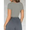 imageWomens Going Out ShortLong Sleeve Crop Tops Sexy V Neck Shirts Ribbed Blouses for Women Y2K Tee Fitted Slim TShirtAgrey