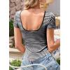 imageWomens Summer ShortLong Sleeve Tops Sexy Backless Striped Shirts Going Out TShirt Y2K Crop Blouse Boat Neck OutfitAblack