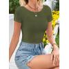 imageWomens Summer ShortLong Sleeve Tops Sexy Backless Striped Shirts Going Out TShirt Y2K Crop Blouse Boat Neck OutfitAsolid Army Green