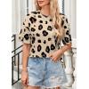 imageWomens Summer T Shirt Leopard Print Tops for Women Trendy Crewneck Short Sleeve Tshirt Cheetah Print Top Side SplitBeige
