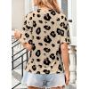 imageWomens Summer T Shirt Leopard Print Tops for Women Trendy Crewneck Short Sleeve Tshirt Cheetah Print Top Side SplitBeige