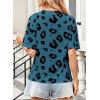 imageWomens Summer T Shirt Leopard Print Tops for Women Trendy Crewneck Short Sleeve Tshirt Cheetah Print Top Side SplitBlue