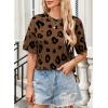imageWomens Summer T Shirt Leopard Print Tops for Women Trendy Crewneck Short Sleeve Tshirt Cheetah Print Top Side SplitBrown