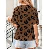 imageWomens Summer T Shirt Leopard Print Tops for Women Trendy Crewneck Short Sleeve Tshirt Cheetah Print Top Side SplitBrown