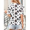 imageWomens Summer T Shirt Leopard Print Tops for Women Trendy Crewneck Short Sleeve Tshirt Cheetah Print Top Side SplitWhite