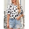 imageWomens Summer T Shirt Leopard Print Tops for Women Trendy Crewneck Short Sleeve Tshirt Cheetah Print Top Side SplitWhite