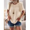 imageWomens Summer Tops Crewneck Short Sleeve Shirts Casual Chiffon Blouses Flowy Lace Hem Boho Clothing Trendy 2025Apricot