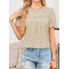imageWomens Summer Tops Crewneck Short Sleeve Shirts Casual Chiffon Blouses Flowy Lace Hem Boho Clothing Trendy 2025Apricotblack Dots