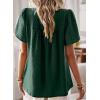 imageWomens Summer Tops Crewneck Short Sleeve Shirts Casual Chiffon Blouses Flowy Lace Hem Boho Clothing Trendy 2025Dark Green