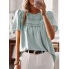 imageWomens Summer Tops Crewneck Short Sleeve Shirts Casual Chiffon Blouses Flowy Lace Hem Boho Clothing Trendy 2025Graygreen