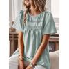imageWomens Summer Tops Crewneck Short Sleeve Shirts Casual Chiffon Blouses Flowy Lace Hem Boho Clothing Trendy 2025Graygreen
