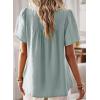 imageWomens Summer Tops Crewneck Short Sleeve Shirts Casual Chiffon Blouses Flowy Lace Hem Boho Clothing Trendy 2025Graygreen
