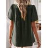 imageWomens Summer Tops Crewneck Short Sleeve Shirts Casual Chiffon Blouses Flowy Lace Hem Boho Clothing Trendy 2025Green