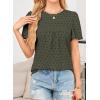 imageWomens Summer Tops Crewneck Short Sleeve Shirts Casual Chiffon Blouses Flowy Lace Hem Boho Clothing Trendy 2025Greenblack Dots