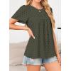 imageWomens Summer Tops Crewneck Short Sleeve Shirts Casual Chiffon Blouses Flowy Lace Hem Boho Clothing Trendy 2025Greenblack Dots