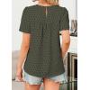 imageWomens Summer Tops Crewneck Short Sleeve Shirts Casual Chiffon Blouses Flowy Lace Hem Boho Clothing Trendy 2025Greenblack Dots