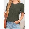 imageWomens Summer Tops Crewneck Short Sleeve Shirts Casual Chiffon Blouses Flowy Lace Hem Boho Clothing Trendy 2025Greenblack Dots