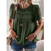 imageWomens Summer Tops Crewneck Short Sleeve Shirts Casual Chiffon Blouses Flowy Lace Hem Boho Clothing Trendy 2025Greengreen Dots