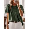 imageWomens Summer Tops Crewneck Short Sleeve Shirts Casual Chiffon Blouses Flowy Lace Hem Boho Clothing Trendy 2025Greengreen Dots