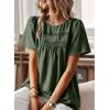 imageWomens Summer Tops Crewneck Short Sleeve Shirts Casual Chiffon Blouses Flowy Lace Hem Boho Clothing Trendy 2025Greengreen Dots