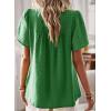 imageWomens Summer Tops Crewneck Short Sleeve Shirts Casual Chiffon Blouses Flowy Lace Hem Boho Clothing Trendy 2025Kelly Green
