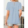 imageWomens Summer Tops Crewneck Short Sleeve Shirts Casual Chiffon Blouses Flowy Lace Hem Boho Clothing Trendy 2025Light Blueblack Dots