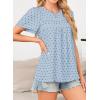 imageWomens Summer Tops Crewneck Short Sleeve Shirts Casual Chiffon Blouses Flowy Lace Hem Boho Clothing Trendy 2025Light Blueblack Dots