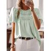 imageWomens Summer Tops Crewneck Short Sleeve Shirts Casual Chiffon Blouses Flowy Lace Hem Boho Clothing Trendy 2025Light Green