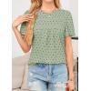 imageWomens Summer Tops Crewneck Short Sleeve Shirts Casual Chiffon Blouses Flowy Lace Hem Boho Clothing Trendy 2025Light Greenblack Dots