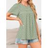 imageWomens Summer Tops Crewneck Short Sleeve Shirts Casual Chiffon Blouses Flowy Lace Hem Boho Clothing Trendy 2025Light Greenblack Dots
