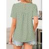 imageWomens Summer Tops Crewneck Short Sleeve Shirts Casual Chiffon Blouses Flowy Lace Hem Boho Clothing Trendy 2025Light Greenblack Dots