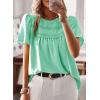 imageWomens Summer Tops Crewneck Short Sleeve Shirts Casual Chiffon Blouses Flowy Lace Hem Boho Clothing Trendy 2025Light Teal
