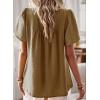 imageWomens Summer Tops Crewneck Short Sleeve Shirts Casual Chiffon Blouses Flowy Lace Hem Boho Clothing Trendy 2025Mocha