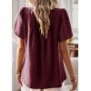 imageWomens Summer Tops Crewneck Short Sleeve Shirts Casual Chiffon Blouses Flowy Lace Hem Boho Clothing Trendy 2025Mulberry