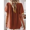 imageWomens Summer Tops Crewneck Short Sleeve Shirts Casual Chiffon Blouses Flowy Lace Hem Boho Clothing Trendy 2025Orange