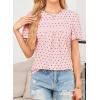 imageWomens Summer Tops Crewneck Short Sleeve Shirts Casual Chiffon Blouses Flowy Lace Hem Boho Clothing Trendy 2025Pinkblack Dots