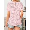 imageWomens Summer Tops Crewneck Short Sleeve Shirts Casual Chiffon Blouses Flowy Lace Hem Boho Clothing Trendy 2025Pinkblack Dots