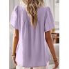 imageWomens Summer Tops Crewneck Short Sleeve Shirts Casual Chiffon Blouses Flowy Lace Hem Boho Clothing Trendy 2025Purple