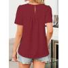imageWomens Summer Tops Crewneck Short Sleeve Shirts Casual Chiffon Blouses Flowy Lace Hem Boho Clothing Trendy 2025Redblack Dots