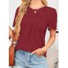 imageWomens Summer Tops Crewneck Short Sleeve Shirts Casual Chiffon Blouses Flowy Lace Hem Boho Clothing Trendy 2025Redblack Dots