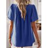 imageWomens Summer Tops Crewneck Short Sleeve Shirts Casual Chiffon Blouses Flowy Lace Hem Boho Clothing Trendy 2025Royal Blue