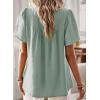 imageWomens Summer Tops Crewneck Short Sleeve Shirts Casual Chiffon Blouses Flowy Lace Hem Boho Clothing Trendy 2025Sage Green