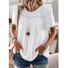 imageWomens Summer Tops Crewneck Short Sleeve Shirts Casual Chiffon Blouses Flowy Lace Hem Boho Clothing Trendy 2025White