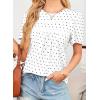 imageWomens Summer Tops Crewneck Short Sleeve Shirts Casual Chiffon Blouses Flowy Lace Hem Boho Clothing Trendy 2025Whiteblack Dots