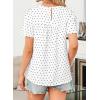 imageWomens Summer Tops Crewneck Short Sleeve Shirts Casual Chiffon Blouses Flowy Lace Hem Boho Clothing Trendy 2025Whiteblack Dots