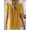 imageWomens Summer Tops Crewneck Short Sleeve Shirts Casual Chiffon Blouses Flowy Lace Hem Boho Clothing Trendy 2025Yellow