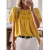 imageWomens Summer Tops Crewneck Short Sleeve Shirts Casual Chiffon Blouses Flowy Lace Hem Boho Clothing Trendy 2025Yellow